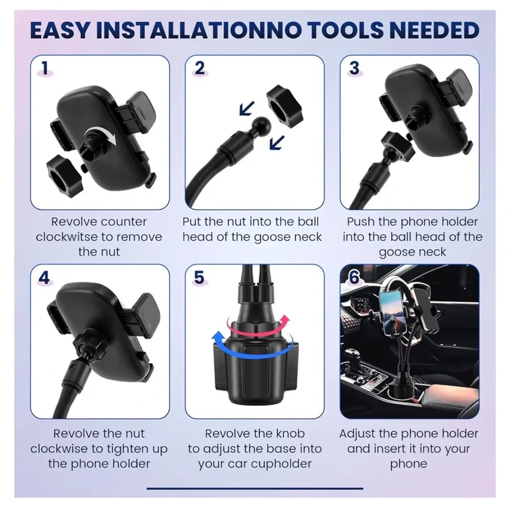 Universal Dual Phone Holder Car Mount - Black